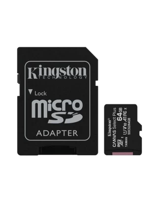Κάρτα μνήμης Kingston Canvas Select Plus microSDXC 64GB Class 10 U1 V10 A1 UHS-I με αντάπτ