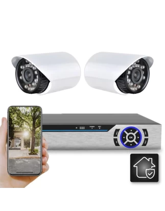 Δικτυακό CLOUD καταγραφικό DVR 4 CH με 2 ενσύρματες αδιάβροχες κάμερες νυχτερινής λήψης 2M