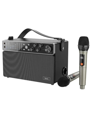 Φορητό Ηχείο Wireless Karaoke BT v5.0 60W 4000mAh Micro-SD 3.5mm και Δύο Ασύρματα Μικρόφων