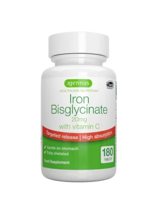 Δισγλυκινικός Σίδηρος 20mg Με Βιταμίνη C Iron Bisglysinate Igennus 180 tabs