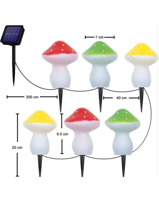 Ηλιακά φωτιστικά led μανιτάρια (σετ 6 τμχ.)