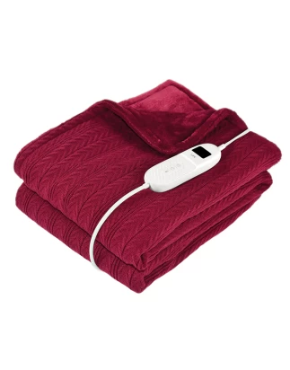Πλεκτή θερμαινόμενη ηλεκτρική κουβέρτα, 160 x 120cm, σε κόκκινο χρώμα, 160W LIFE VILLA RUBY DOUBLE