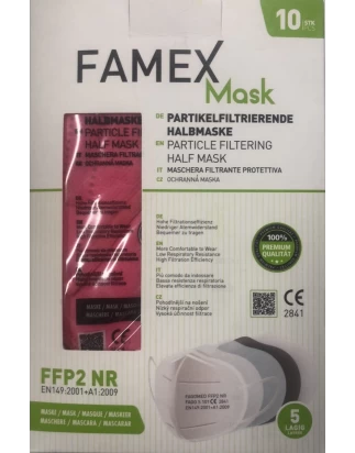 Famex Μάσκα Προστασίας FFP2 Particle Filtering Half NR Dark Pink 10τμχ