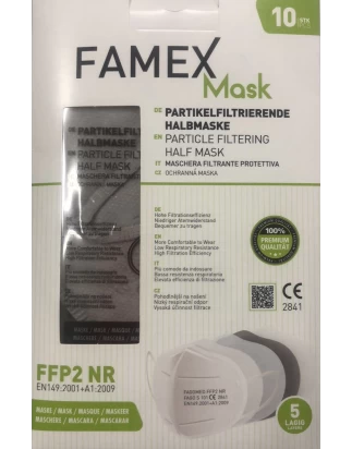 Famex Μάσκα Προστασίας FFP2 Particle Filtering Half NR σε Γκρι χρώμα 10τμχ