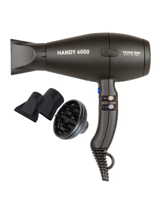 Handy 6000 Superpower Black 6000 Line Επαγγελματικό Πιστολάκι Μαλλιών Με 2 Στόμια & Φυσούν