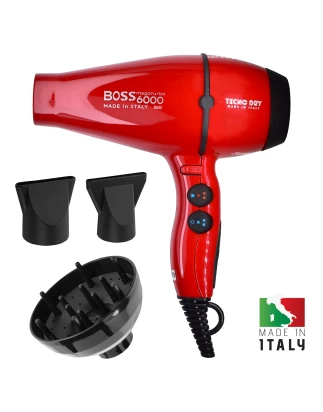 Boss 6000 Red Ultra Ionic Line Επαγγελματικό Πιστολάκι Μαλλιών Με 2 Στόμια & Φυσούνα 2500 