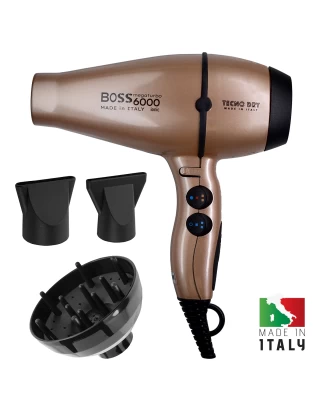 Boss 6000 Champagne Ultra Ionic Line Επαγγελματικό Πιστολάκι Μαλλιών Με 2 Στόμια & Φυσούνα