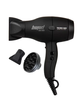 Kompact Turbo 3600 Black 2000 Line Επαγγελματικό Πιστολάκι Μαλλιών Με 1 Στόμιο & Φυσούνα 2