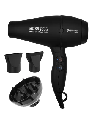 Boss 6000 Black Ultra Ionic Line Επαγγελματικό Πιστολάκι Μαλλιών Με 2 Στόμια & Φυσούνα 250