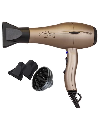 Malice Ionic Champagne 2000 Line Επαγγελματικό Πιστολάκι Μαλλιών Με 2 Στόμια & Φυσούνα 220
