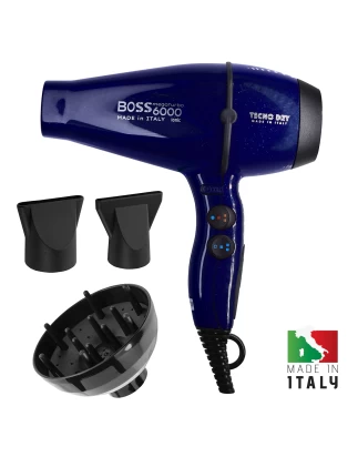 Boss 6000 Blue Ultra Ionic Line Επαγγελματικό Πιστολάκι Μαλλιών Με 2 Στόμια & Φυσούνα 2500