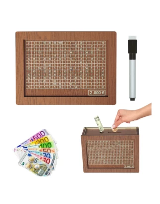  Kakeibo Box Γιαπωνέζικος Κουμπαράς Ξύλινος Ρετρό για Αποταμίευση 2000€ - Καφέ