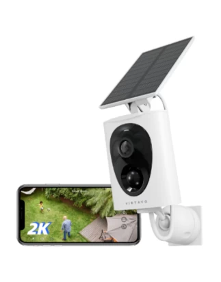  Virtavo Solarflask Κάμερα Παρακολούθησης WiFi 2K με ΑΙ, Ηλιακό Πάνελ, Μπαταρία και Αμφίδρ