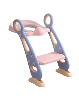  Giggles & Co. Αναδιπλούμενο Potty Training Toilet Seat με Σκαλοπάτι & Χερούλια, PU Μαξιλα
