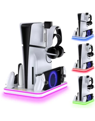  Βάση Φόρτισης PS5 / PS5 Slim & PS Portal με Ψύξη και RGB JYS-P5225 Λευκή