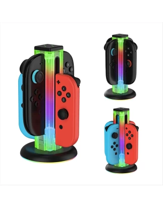  Βάση Φόρτισης 4 σε 1 Nintendo Switch / Switch 2 με LED & Touch JYS NS2318 Transparent