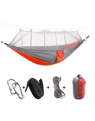  Kepeak Αιώρα Μονή με κουνουπιέρα 260x138cm - Orange-Grey B07L6KK2RT