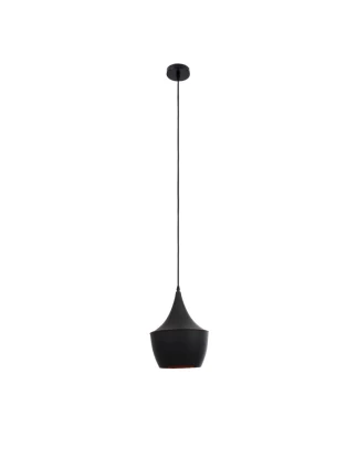 Zeno Black Drop - Κρεμαστό Μονόφωτο E27 Μοντέρνο Μέταλλο Μαύρο Καμπάνα - Μ24 x Π24 x Υ30cm