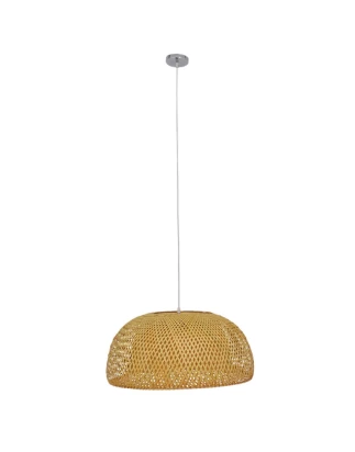 Sunset Net - Κρεμαστό Μονόφωτο E27 Boho Μπαμπού Φυσικό Πλέγμα - Μ60 x Π60 x Υ30cm