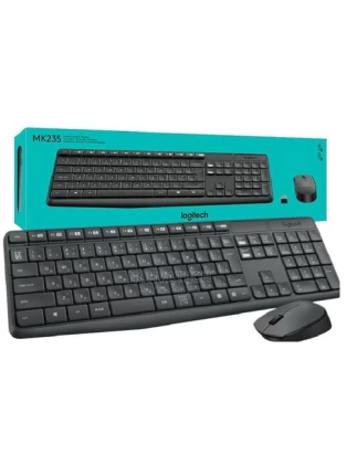 Logitech MK235 - Ασύρματο Σετ Πληκτρολόγιο & Ποντίκι USB - Αγγλικό US - Μαύρο