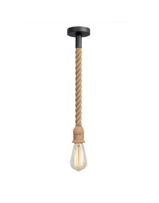 VenCore Rope  6089-10001 - Φωτιστικό Οροφής Μονόφωτο Κρεμαστό Μπεζ Σχοινί 1 Μέτρου - Ρετρό