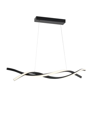 VenCore Duo Wave 6089-20004 - Μοντέρνο Κρεμαστό Φωτιστικό Οροφής Δίφωτο LED 54W Μαύρο Αλου