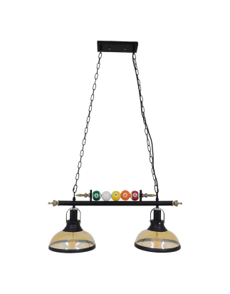 VenCore Billiardo II 6089-10041 - Φωτιστικό Οροφής Δίφωτο Κρεμαστό Μαύρο Μεταλλικό και Μελ
