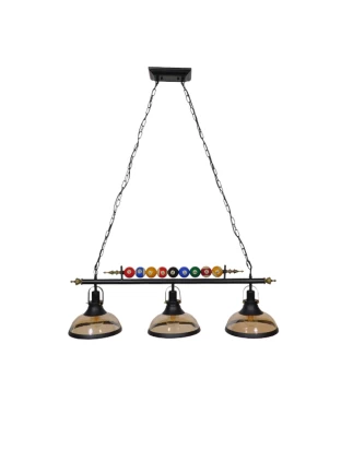 VenCore Billiardo III 6089-10042 - Φωτιστικό Οροφής Τρίφωτο Κρεμαστό Μαύρο Μεταλλικό και Μ