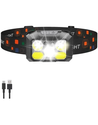 VenCore 2370-10004 - Head Flashlight 8 Mode & Move Sensor - Φακός Κεφαλής LED Επαναφορτιζό