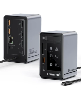  Lemorele TC1000 Docking Station 12-in-1 USB-C με 2×HDMI 4K@60Hz, DisplayPort & 100W PD Μα