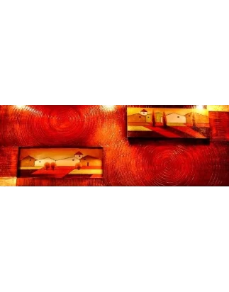 Πίνακας Ζωγραφικής σε Ξύλο 3D Art -Κόκκινο Φόντο 3D - C            160 X 60
