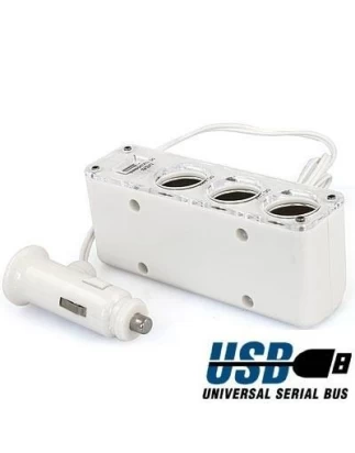 ΠΟΛΥΜΠΡΙΖΟ ΑΝΑΠΤΗΡΑ ΑΥΤΟΚΙΝΗΤΟΥ 1 ΣΕ 3 + USB OEM